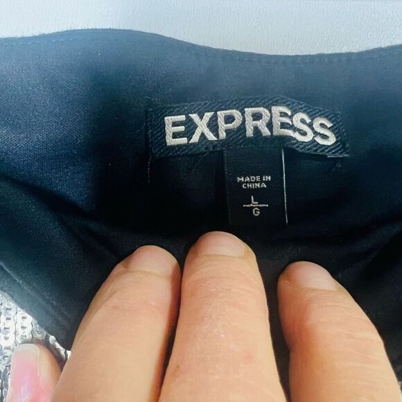 Express Black Gold Sequins Mini Skirt Aztec Sz L - Picture 4 of 7